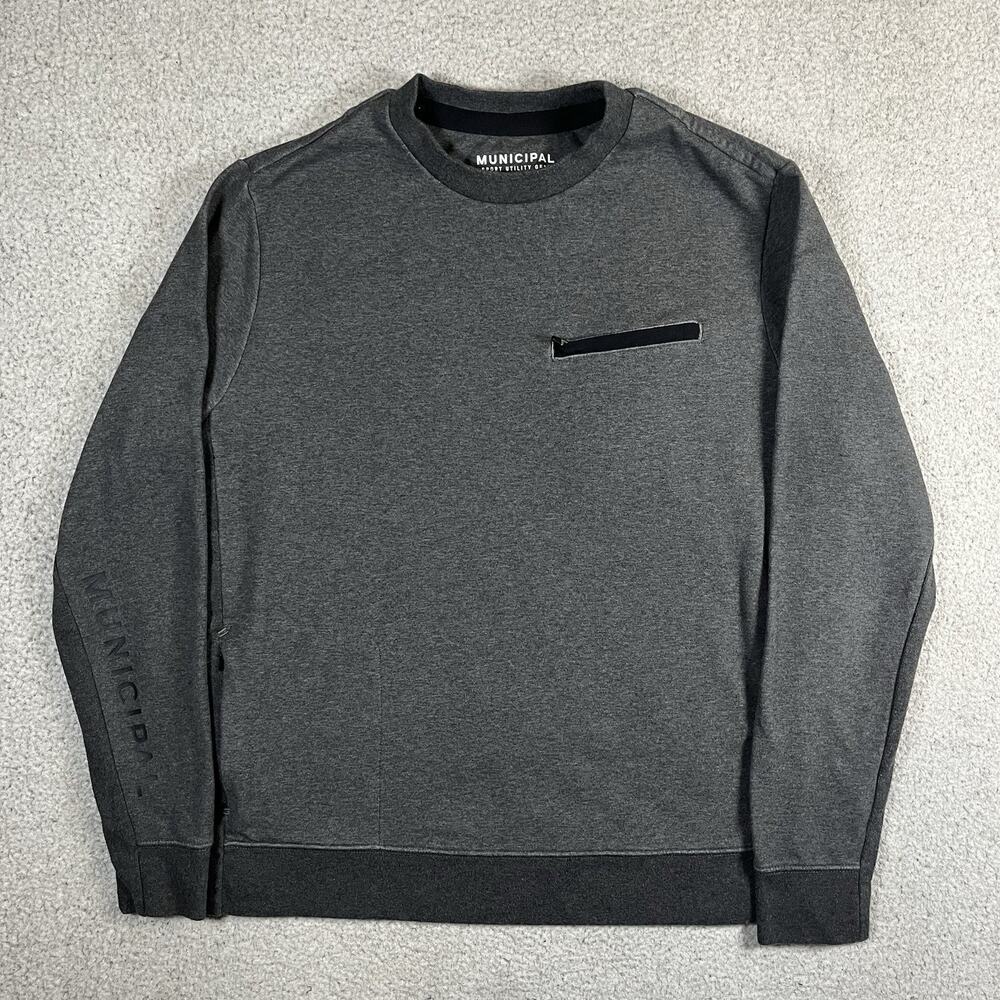 Municipal Sport Utility Gear Sweatshirt Mens L Gray Crewneck Pullover Pocket